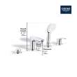 Eurosmart 4-Hole Single Handle Deck Mount Roman Tub Faucet with 1.5 gpm (5.7 L/min) Hand Shower, 25277003