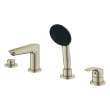 Eurosmart 4-Hole Single Handle Deck Mount Roman Tub Faucet with 1.5 gpm (5.7 L/min) Hand Shower, 25277EN3