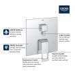 EUROCUBE PRESSURE BALANCE VALVE TRIM WITH 2-WAY DIVERTER WITH CARTRIDGE, 29422A00