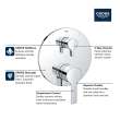 LINEARE PRESSURE BALANCE VALVE TRIM WITH 3-WAY DIVERTER WITH CARTRIDGE, 29424A00