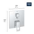 EUROCUBE PRESSURE BALANCE VALVE TRIM WITH 3-WAY DIVERTER WITH CARTRIDGE, 29426000