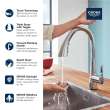 GROHE Zedra Single-Handle Pull Down Kitchen Faucet Triple Spray 1.75 GPM (6.6 L/min) with Touch Technology, 30205DC2
