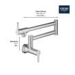 GROHE Zedra 2-Handle Wall Mount Pot Filler, 31075DC2