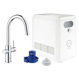 GROHE Blue Single-Handle Pull Down Kitchen Faucet Single Spray 1.75 GPM (6.6 L/min) with Chilled & Sparkling Water, 31251002