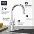 GROHE Blue Single-Handle Pull Down Kitchen Faucet Single Spray 1.75 GPM (6.6 L/min) with Chilled & Sparkling Water, 31251002