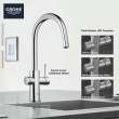 GROHE Blue Single-Handle Pull Down Kitchen Faucet Single Spray 1.75 GPM (6.6 L/min) with Chilled & Sparkling Water, 31251002