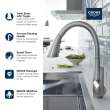 GROHE Zedra Single-Handle Pull Down Kitchen Faucet Triple Spray 1.75 GPM (6.6 L/min), 32298DC3