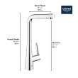 GROHE Zedra Single-Handle Pull-Out Kitchen Faucet Dual Spray 1.75 GPM (6.6 L/min), 33893DC2