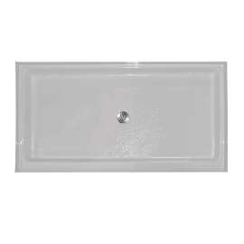 60-in x 34-in Rectangular Alcove Acrylic Shower Base with Center Drain and Low EasyStep Threshold, in White