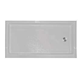 60-in x 32-in Rectangular Alcove Acrylic Shower Base with Left Hand Drain and Low EasyStep Threshold, in White