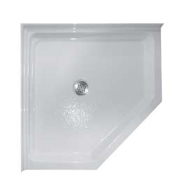 38-in x 38-in Corner Corner Acrylic Shower Base with Center Drain and Low EasyStep Threshold, in White