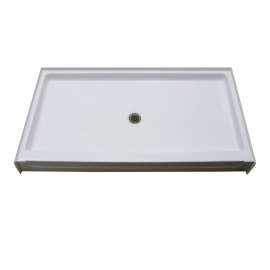 60-in x 32-in Rectangular Alcove AcrylX Shower Base with Center Drain and Low EasyStep Threshold, in White