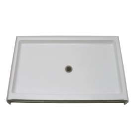 60-in x 42-in Rectangular Alcove AcrylX Shower Base with Center Drain and Low EasyStep Threshold, in White