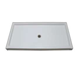 72-in x 36-in Rectangular Alcove AcrylX Shower Base with Center Drain and Low EasyStep Threshold, in White