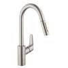 04505800 Focus HighArc Kitchen Faucet, 2-Spray Pull-Down, 1.75 GPM, In Steel Optic