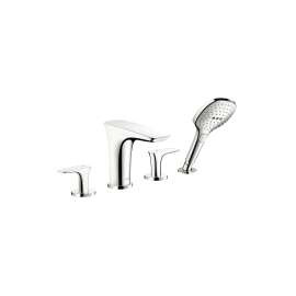 Hansgrohe Puravida 4-Hole Roman Tub Set Trim With 2.0 Gpm Handshower In Chrome, 15446001