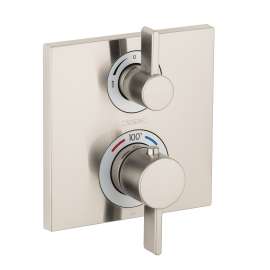 Hansgrohe Ecostat Square Thermostatic Trim With Volume Control And Diverter In Brushed Nickel, 15714821
