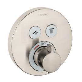 Hansgrohe Showerselect S Thermostatic Trim For 2 Functions, Round In Brushed Nickel, 15743821