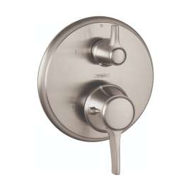 Hansgrohe Ecostat Classic Thermostatic Trim With Volume Control And Diverter, Round In Brushed Nickel, 15753821