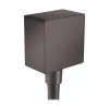Hansgrohe Fixfit Wall Outlet Square With Check Valves In Brushed Black Chrome, 26455341