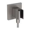 Hansgrohe Fixfit E Wall Outlet With Handshower Holder In Brushed Black Chrome, 26889341