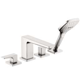 Hansgrohe Metropol 4-Hole Roman Tub Set Trim With Lever Handles And 2.0 Gpm Handshower In Chrome, 32553001