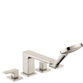 32557821 Metropol 4-Hole Roman Tub Set Trim with Lever Handles and 1.75 GPM Handshower, In Brushed Nickel