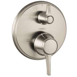 Hansgrohe Ecostat Classic Pressure Balance Trim With Diverter, Round In Brushed Nickel, 4449820