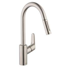 Hansgrohe Focus Higharc Kitchen Faucet, 2-Spray Pull-Down, 1.75 Gpm In Stainless Steel Optic, 4505800
