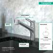 Hansgrohe Talis Loop Talis Loop 2-Spray Kitchen Faucet, Pull-Out, 1.75 Gpm In Stainless Steel Optic, 4704805