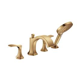 Hansgrohe Locarno 4-Hole Roman Tub Set Trim With 1.75 Gpm Handshower In Brushed Bronze, 4817140