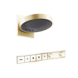 Hansgrohe Rainfinity Showerhead 250 3-Jet, 2.5 Gpm With Rainselect Thermostatic Trim For 4 Functions In Brushed Gold Optic, 4863250