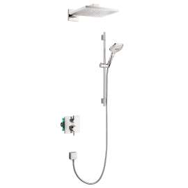 Hansgrohe Raindance E Thermostatic Showerhead/Wallbar Set With Rough