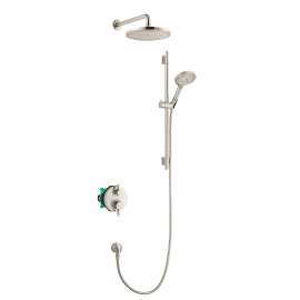 Hansgrohe Raindance S Thermostatic Showerhead/Wallbar Set With Rough, 2.5 Gpm In Brushed Nickel, 4915820