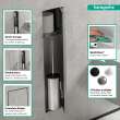 Hansgrohe Xtrastoris Rock Recessed Toilet Brush Holder With Shelf & Tileable Door In Brushed Stainless Steel, 56060800