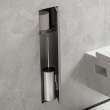 Hansgrohe Xtrastoris Rock Recessed Toilet Brush Holder With Shelf & Tileable Door In Brushed Stainless Steel, 56060800