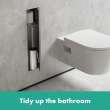 Hansgrohe Xtrastoris Rock Recessed Toilet Brush Holder With Shelf & Tileable Door In Brushed Stainless Steel, 56060800