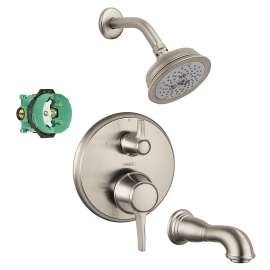 C 100 Showerhead Kit with Tub Spout Thermostatic Trim with Diverter and Rough-in