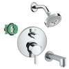 KST04231-04340-13PC Raindance S 100 3-Jet Showerhead 2.0GPM Kit with Tub Spout Thermostatic Trim with Diverter and Rough-in in Chrome
