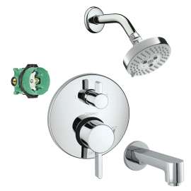 KST04231-04340-13PC Raindance S 100 3-Jet Showerhead 2.0GPM Kit with Tub Spout Thermostatic Trim with Diverter and Rough-in in Chrome