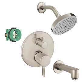 S 150 Air 1-Jet Showerhead Kit with Tub Spout Thermostatic Trim with Diverter and Rough-in