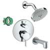 KST04231-27495-13PC Raindance S 150 Air 3-Jet Showerhead Kit with Tub Spout Thermostatic Trim with Diverter and Rough-in in Chrome