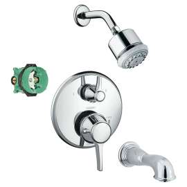 KST15753-28496-88PC Clubmaster Showerhead Kit with Tub Spout Thermostatic Trim with Diverter and Rough-in in Chrome