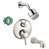 KST15753-28496-88PN Clubmaster Showerhead Kit with Tub Spout Thermostatic Trim with Diverter and Rough-in in Polished Nickel