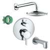 KST04231-27474-13PC Raindance Downpour Air 10-in Showerhead Kit with Tub Spout Thermostatic Trim with Diverter and Rough-in in Chrome