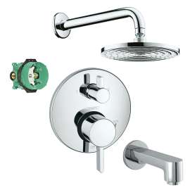 KST04231-27474-13PC Raindance Downpour Air 10-in Showerhead Kit with Tub Spout Thermostatic Trim with Diverter and Rough-in in Chrome