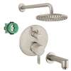 KST04231-27474-13BN Raindance Downpour Air 10-in Showerhead Kit with Tub Spout Thermostatic Trim with Diverter and Rough-in in Brushed Nickel