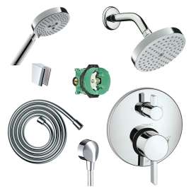 KSH04231-04342-14PC Raindance S 150 1-Jet Showerhead Kit with Handshower Thermostatic Trim with Diverter and Rough-in in Chrome
