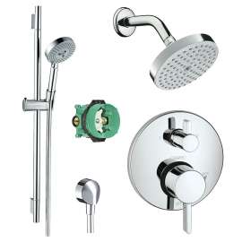 KSH04231-04342-66PC Raindance S 150 1-Jet Showerhead Kit with Handshower Wallbar Thermostatic Trim with Diverter and Rough-in in Chrome