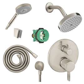 Raindance S 150 1-Jet Showerhead Kit With Handshower, Thermostatic Trim, Diverter, And Rough-In
